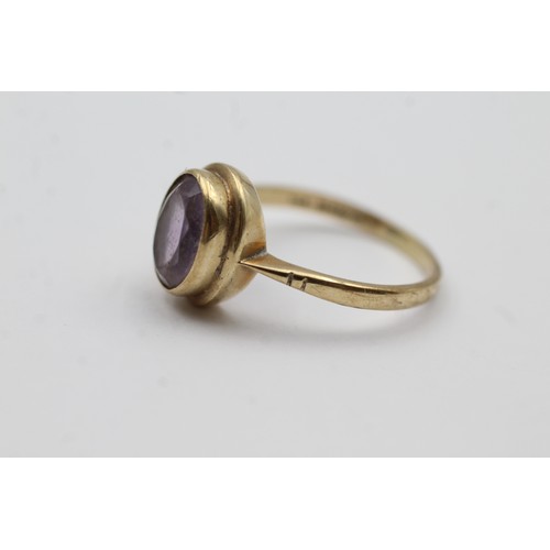 484 - 9ct gold vintage amethyst signet ring (3g)- SIZE R