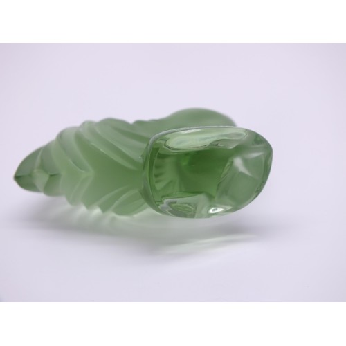 92 - LALIQUE SIGNED GREEN FROSTED GLASS ROOSTER/COCKERILL Height 6.5cms