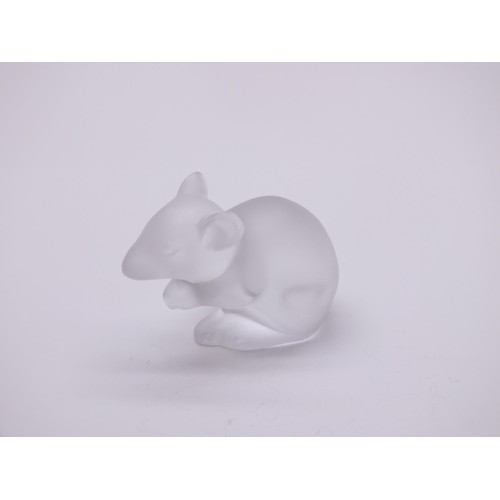 93 - LALIQUE SIGNED FROSTED GLASS MOUSE SCULPTURE 3.4cms High