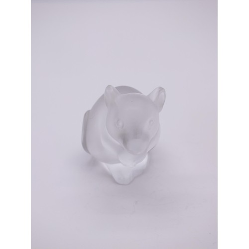 93 - LALIQUE SIGNED FROSTED GLASS MOUSE SCULPTURE 3.4cms High