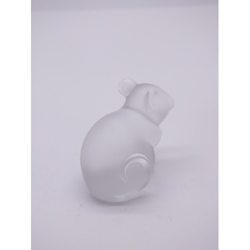 93 - LALIQUE SIGNED FROSTED GLASS MOUSE SCULPTURE 3.4cms High