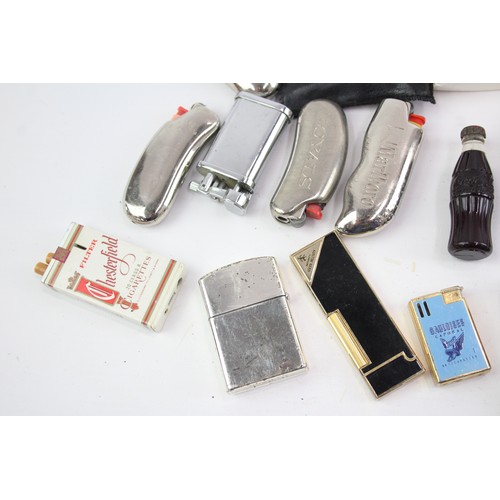 519 - 15 x Assorted Cigarette Advertising LIGHTERS Inc Coca Cola, Camel, Vintage etc