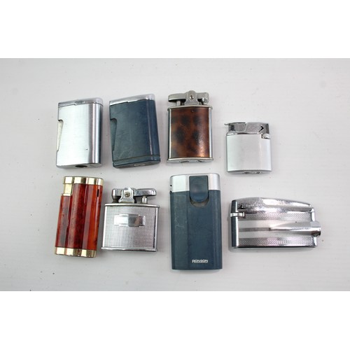 544 - 8 x Assorted Vintage RONSON Cigarette LIGHTERS Inc Varaflame, Enamel, Etc