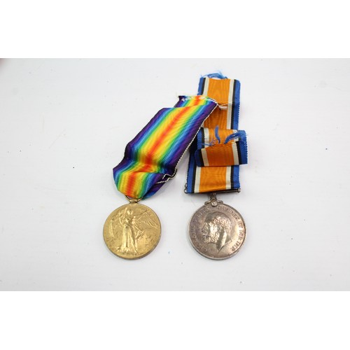 545 - WW1 Medal Pair & Original Long Ribbons Named 71734 Gnr A. Maginnis RA