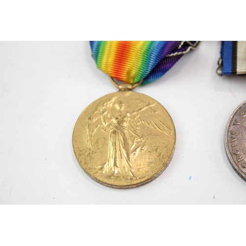 545 - WW1 Medal Pair & Original Long Ribbons Named 71734 Gnr A. Maginnis RA