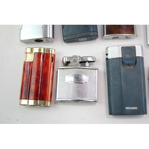 544 - 8 x Assorted Vintage RONSON Cigarette LIGHTERS Inc Varaflame, Enamel, Etc