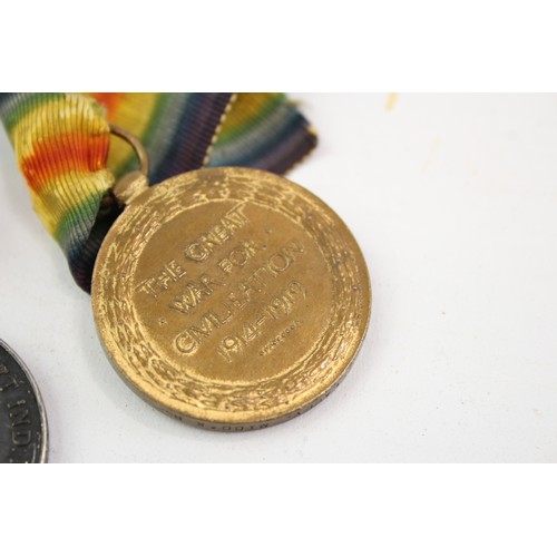 546 - WW1 Medal Pair & Original Ribbons Named 265999 Pte B. Lacey Middlesex Regt