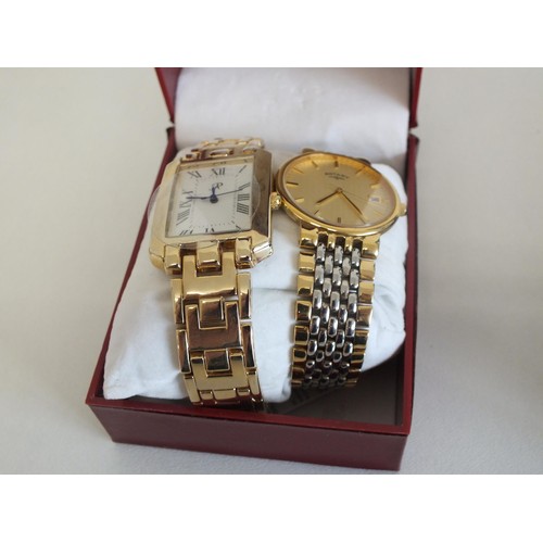 230 - 3 GENTS GOLDTONE WRISTWATCHES INCLUDES TWO ROTARY WATCHES ONE BOXED WITH PAPERWORK