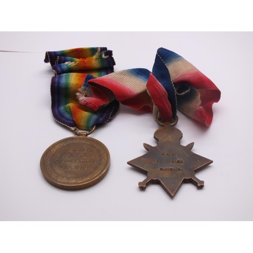 238 - WWI MEDAL PAIR WITH RIBBONS AWARDED TO - PTE.HOWARD WEST YORKSHIRE REGIMENT