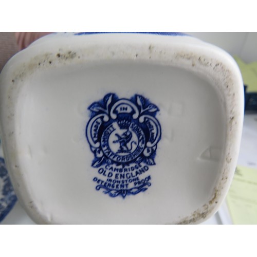 295 - COLLECTION OF ASSORTED BLUE AND WHITE POTTERY INCLUDES TEAPOTS TEMPLE JARS, PLATES ETC