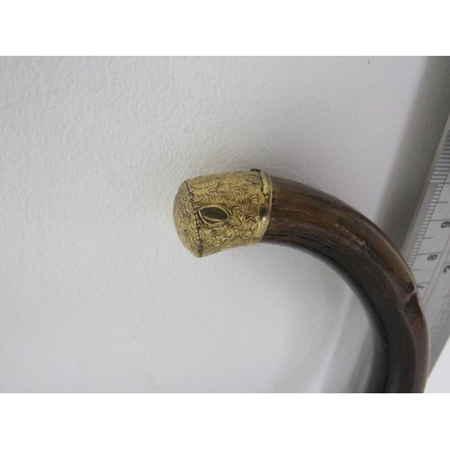 298 - BAMBOO WALKING CANE WITH 18CT GOLD PLATED CAP