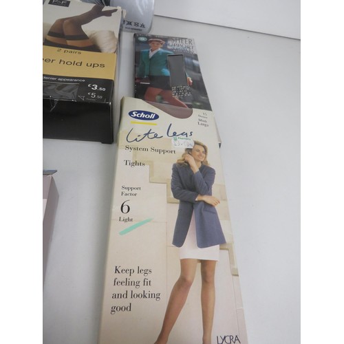 240 - ASSORTED NEW TIGHTS, STOCKINGS, SOCKS AND TABLECLOTHS