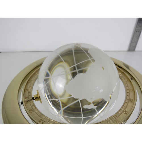 350 - BRASS AND GLASS DESK GLOBE WITH COMPASS