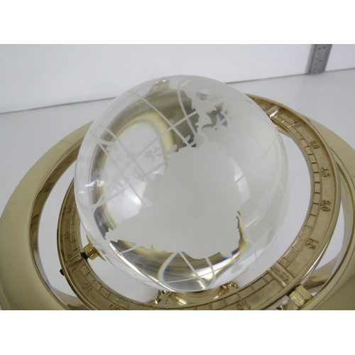 350 - BRASS AND GLASS DESK GLOBE WITH COMPASS