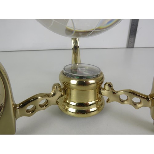 350 - BRASS AND GLASS DESK GLOBE WITH COMPASS