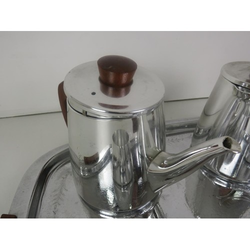 366 - SONA 5 PIECE SET- TRAY, TEAPOT, COFFEE POT, MILK AND SUGAR