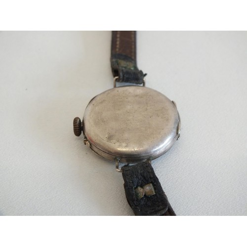 63 - ANTIQUE SILVER WRISTWATCH - HALLMARKED GLASGOW 1912