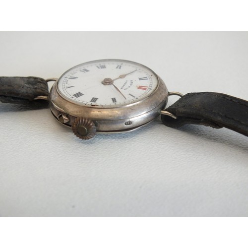 63 - ANTIQUE SILVER WRISTWATCH - HALLMARKED GLASGOW 1912