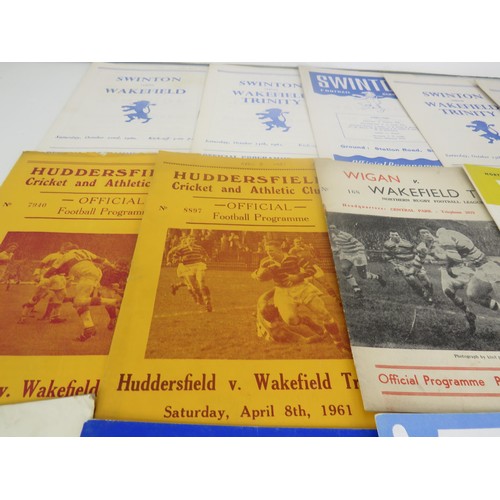 102 - COLLECTION OF 1950'S WAKEFIELD TRINITY AWAY RUGBY LEAGUE PROGRAMMES