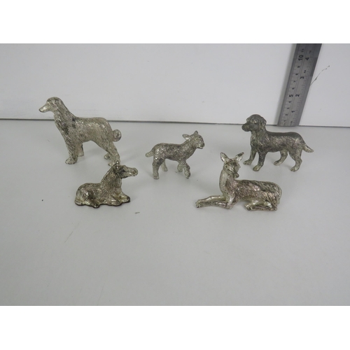 128 - 5 x METAL ANIMAL ORNAMENTS