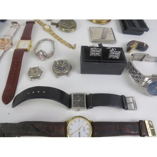 134 - ACTIM 2 JEWELS TRUE CLOCK, CASIO, SEKONDA, MONTINE CITIZEN, LORUS WATCHES, COMPACTS, BEATLES PURSE