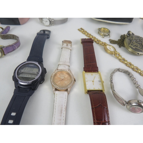 134 - ACTIM 2 JEWELS TRUE CLOCK, CASIO, SEKONDA, MONTINE CITIZEN, LORUS WATCHES, COMPACTS, BEATLES PURSE