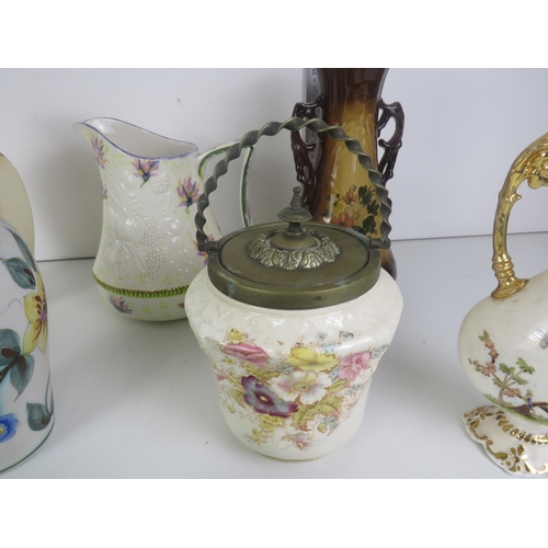 313 - SELECTION OF JUGS/VASES, SYLVAC, CROWN DUCAL S.F.C BISCUIT BARREL