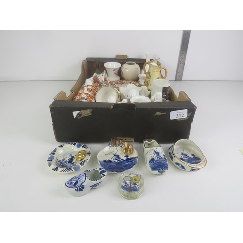 312 - SELECTION OF MIXED POTTERY IE HORSE, COALPORT, CROWN DEVON, ANSLEY, DELPH, DERBY WINNER CUP, WEDGEWO... 