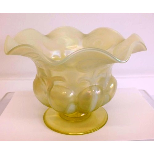 71 - Large rare John Walsh Walsh, an Arts and Crafts straw opal uranium glass footed bowl optic moulded A... 