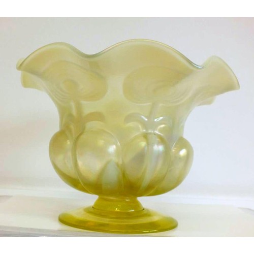 71 - Large rare John Walsh Walsh, an Arts and Crafts straw opal uranium glass footed bowl optic moulded A... 