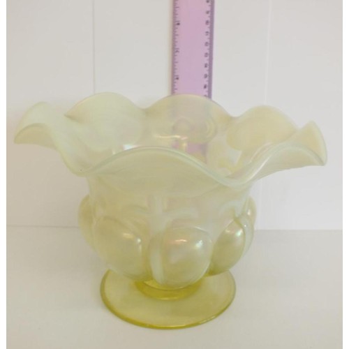 71 - Large rare John Walsh Walsh, an Arts and Crafts straw opal uranium glass footed bowl optic moulded A... 