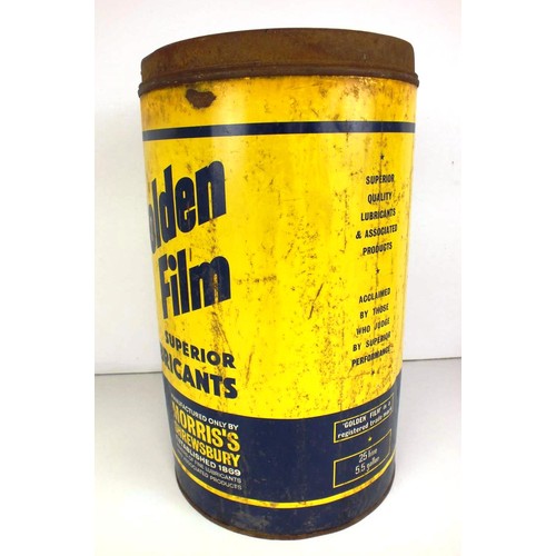 121 - A vintage 5.5 gallon Golden Film oil can drum