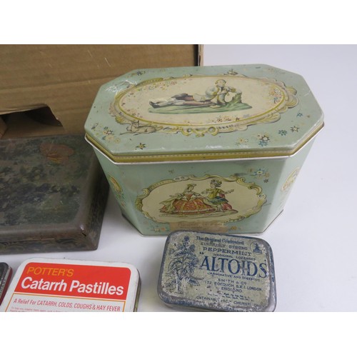 144 - BOX OF VINTAGE TINS