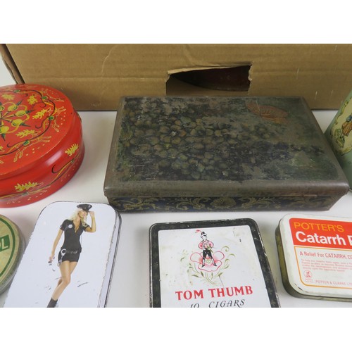 144 - BOX OF VINTAGE TINS