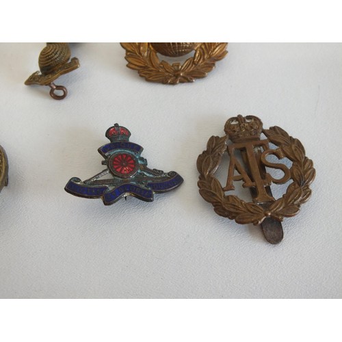 84 - TEN MILITARY BADGES INCLUDING CAP BADGES