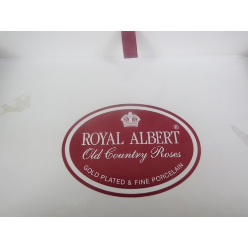 154 - ROYAL ALBERT OLD COUNTRY ROSES GOLD PLATED AND FINE PORCELAIN 6 SPOONS, SMALL, MEDIUM, LARGE POTS, V... 