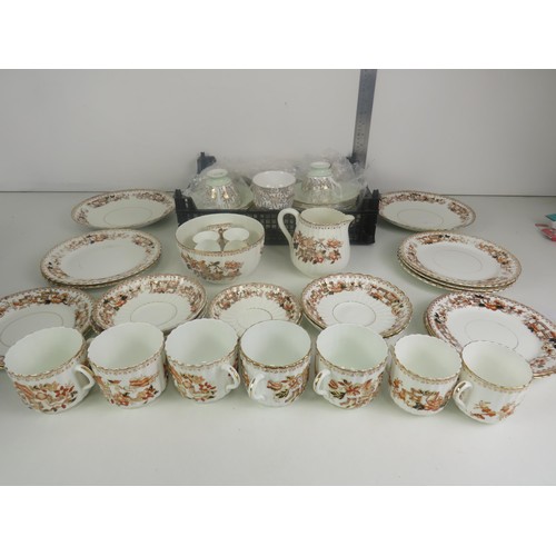 163 - ROYAL VALE TEA SET OF INDIAN TREE TEA SET I.E EGG CUPS, SAUCERS, SIDE PLATES, CREAM JUG AND BOWL