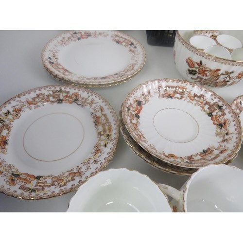 163 - ROYAL VALE TEA SET OF INDIAN TREE TEA SET I.E EGG CUPS, SAUCERS, SIDE PLATES, CREAM JUG AND BOWL