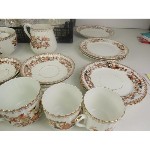 163 - ROYAL VALE TEA SET OF INDIAN TREE TEA SET I.E EGG CUPS, SAUCERS, SIDE PLATES, CREAM JUG AND BOWL