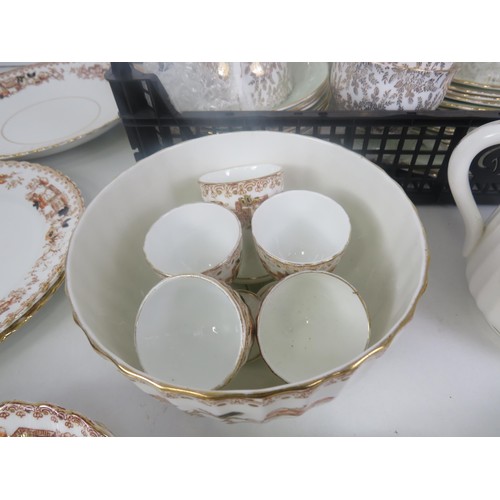 163 - ROYAL VALE TEA SET OF INDIAN TREE TEA SET I.E EGG CUPS, SAUCERS, SIDE PLATES, CREAM JUG AND BOWL