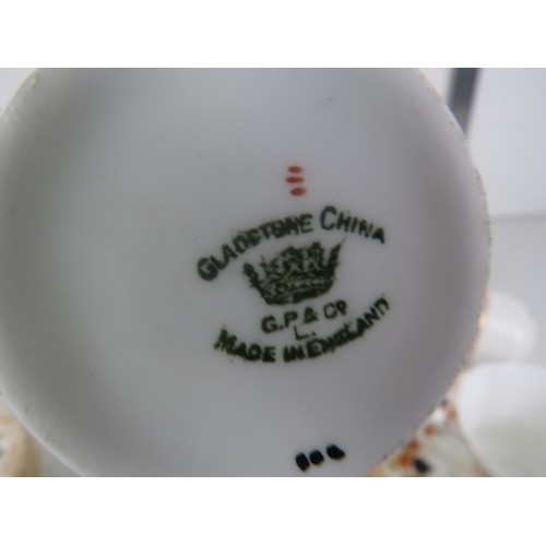 164 - GLADSTONE CHINA 19 PIECES AND ROYAL ALBERT NEVIS- 25 PIECES, 7 CUPS AND SAUCERS, 11 PLATES, DAMAGE T... 