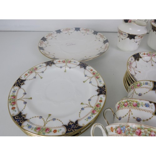 166 - BALMORAL TEASET- 37 PIECES, PLATES, CUPS/SAUCERS, JUG BOWL AND COLCLOUGH JUG, CUPS AND ROYAL VALE TE... 