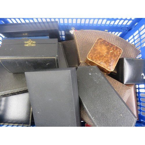 167 - 2 x BOXES OF ASSORTED VINTAGE JEWELLERY, CUTLERY AND COIN BOXES