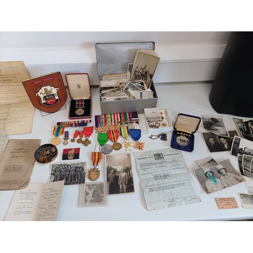 94 - JOB LOT OF MEDALS AND RELATED EPHEMERA AWARDED TO SPR BOWEN. A.R. TO INCLUDE NORMANDY CAMPAIGN MEDAL... 