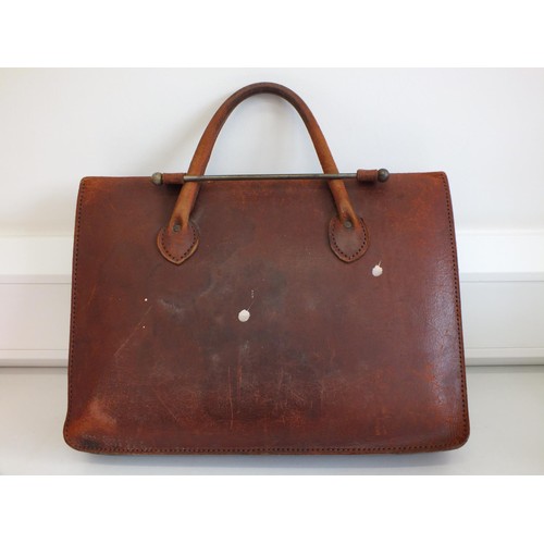 267 - LEATHER MUSIC BAG WITH A SELECTION OF SHEET MUSIC