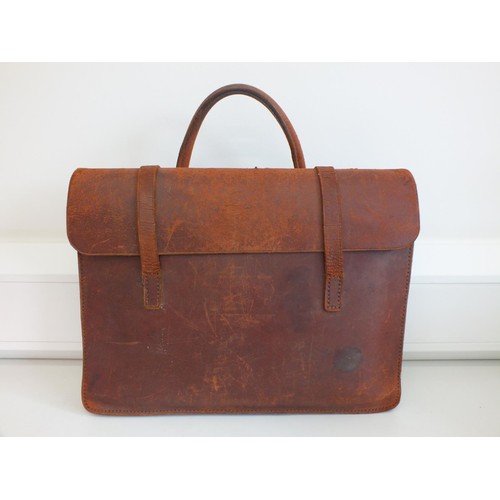 267 - LEATHER MUSIC BAG WITH A SELECTION OF SHEET MUSIC