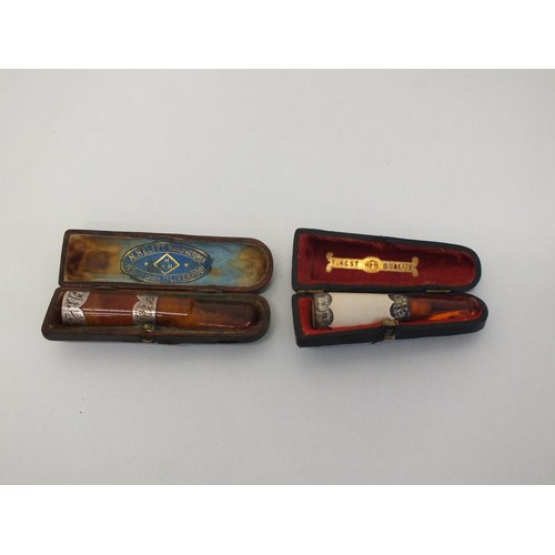 232 - TWO SILVER TIPPED CHEROOT HOLDERS WITH CASES