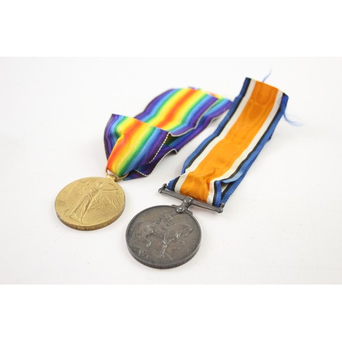 400 - WW1 Medal Pair & Original Long Ribbons Named 442756 Pte G. Ellerby Labour Corps