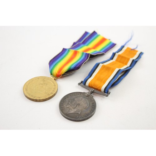 400 - WW1 Medal Pair & Original Long Ribbons Named 442756 Pte G. Ellerby Labour Corps