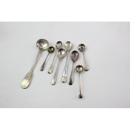 403 - 8 x Antique / Vintage Hallmarked .925 STERLING SILVER Condiment Spoons (34g)